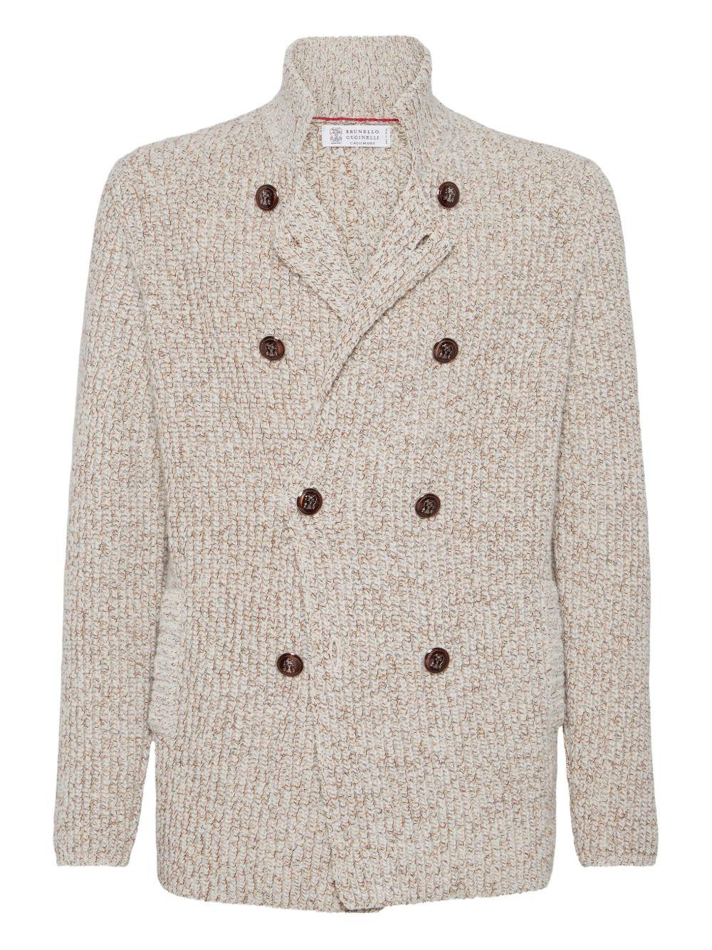 Cardigan doppiopetto beige chiaro con bottoni 