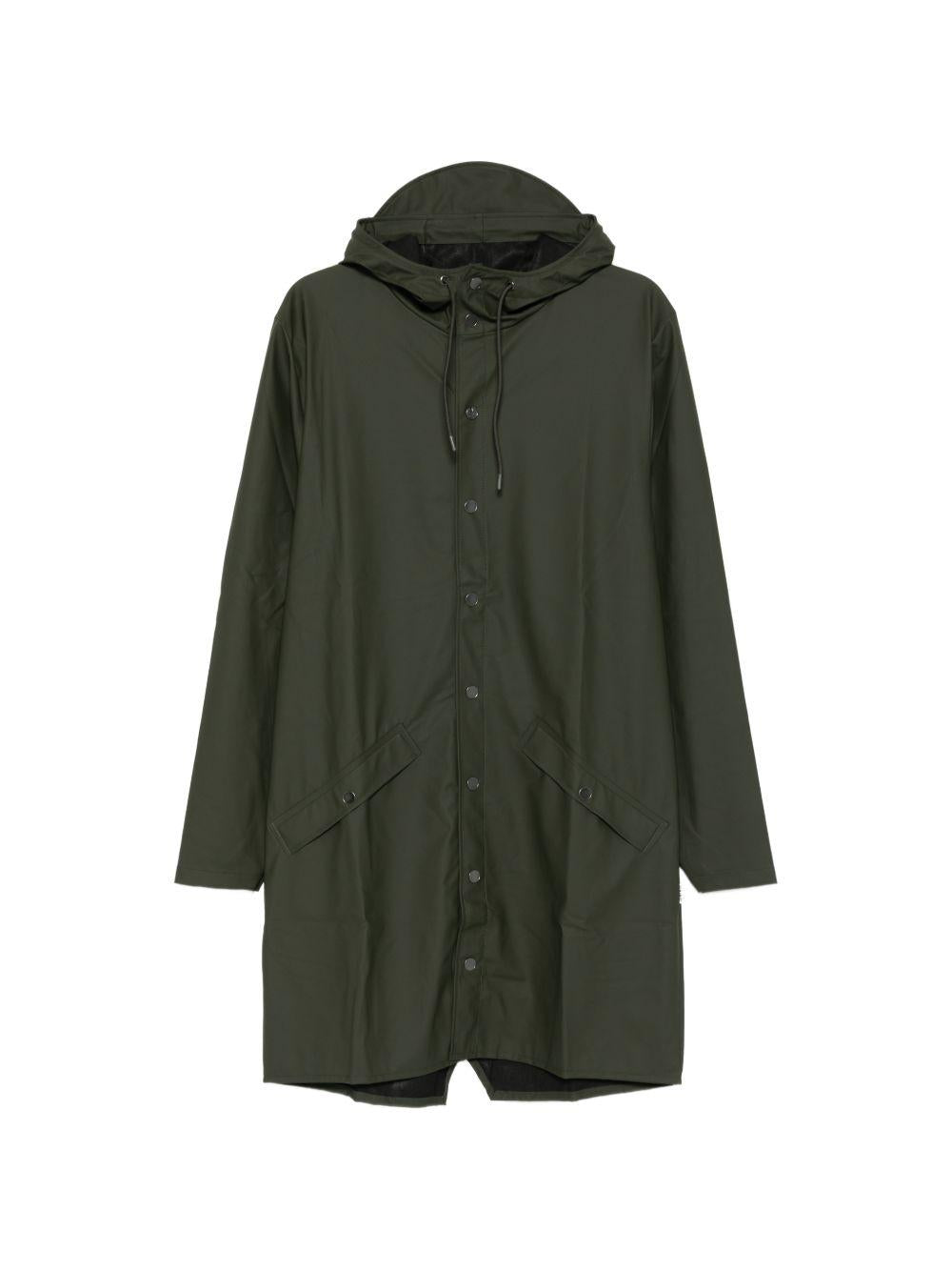 Impermeabile verde Evergreen con cappuccio e coulisse 