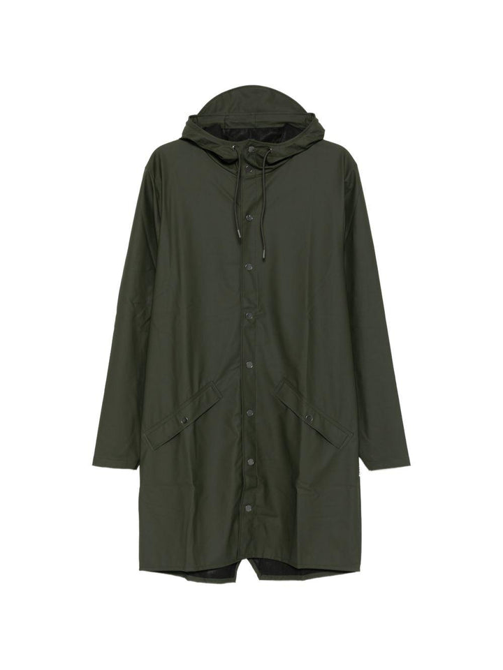 Impermeabile verde Evergreen con cappuccio e coulisse 