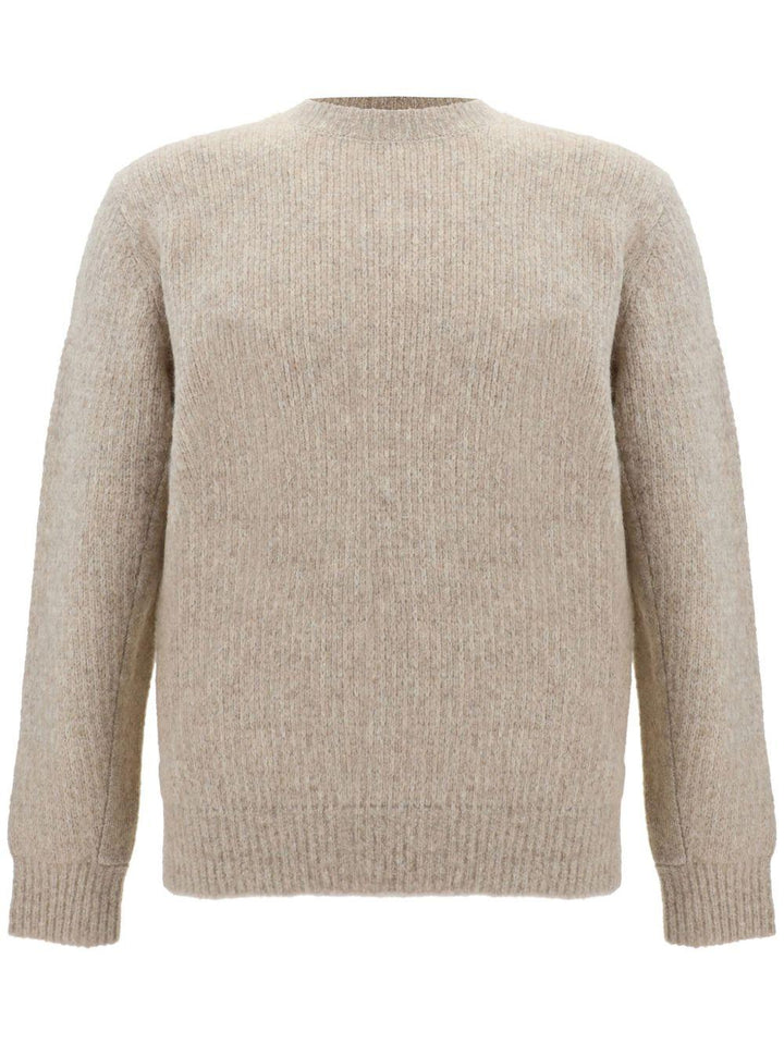 Maglione a coste in alpaca beige