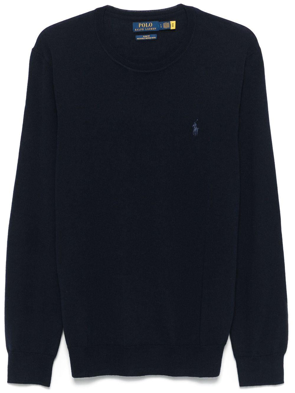 Maglione blu notte con ricamo Polo Pony 