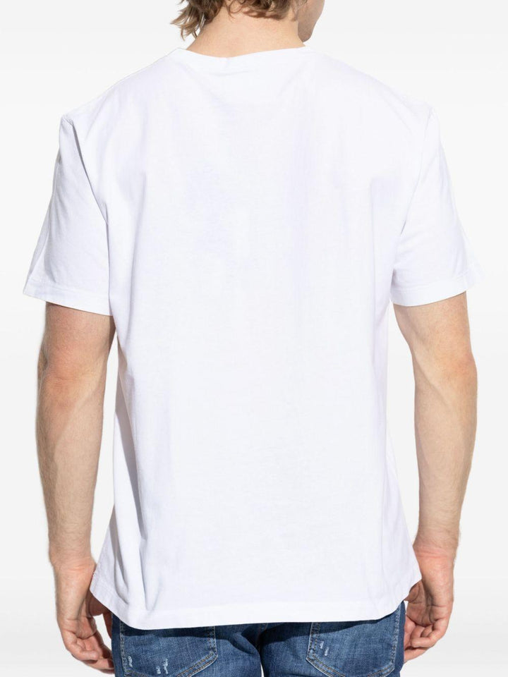 T-shirt bianca in cotone con logo sul petto 