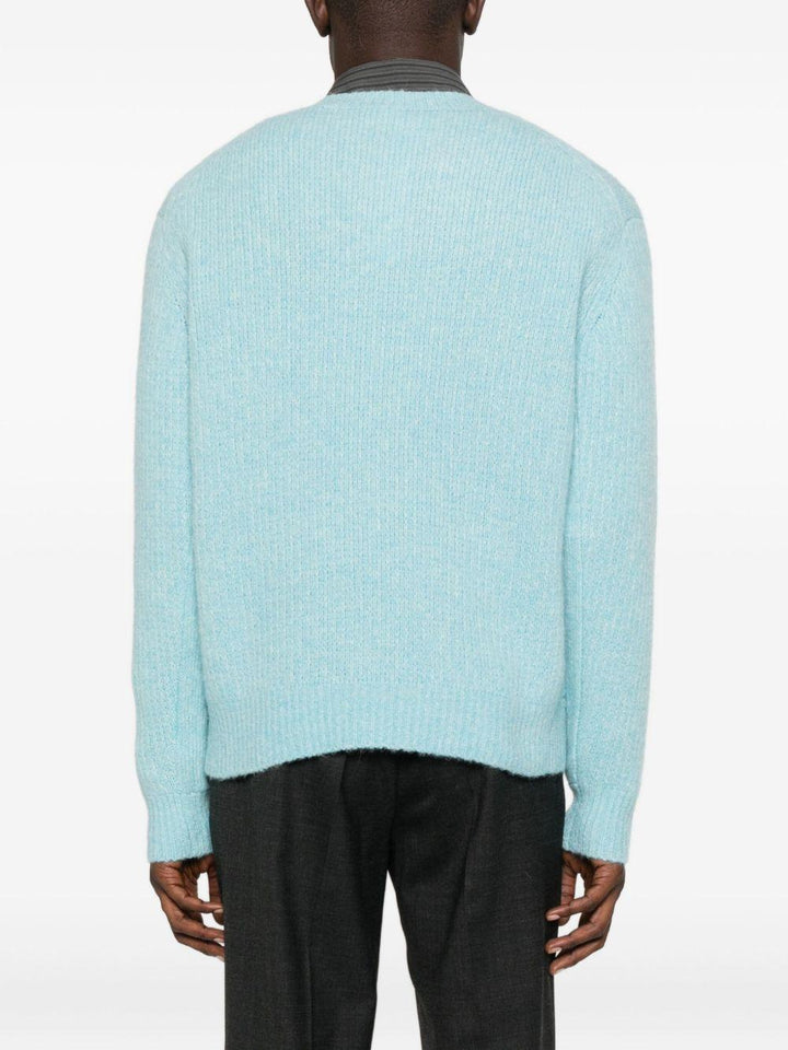 Maglione a coste in alpaca azzurro 