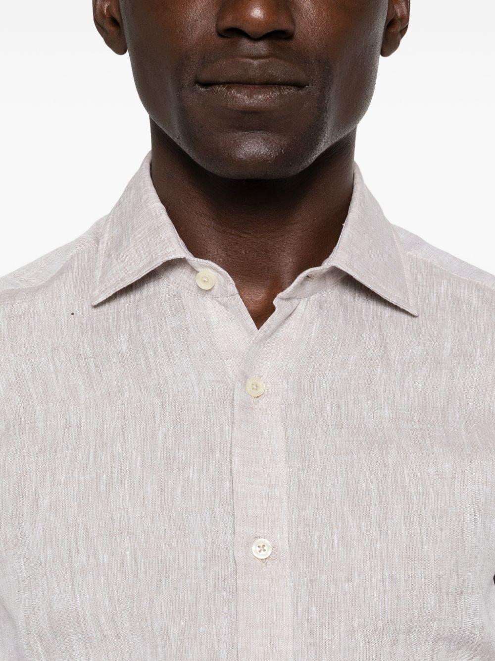 Camicia natural in lino con bottoni 