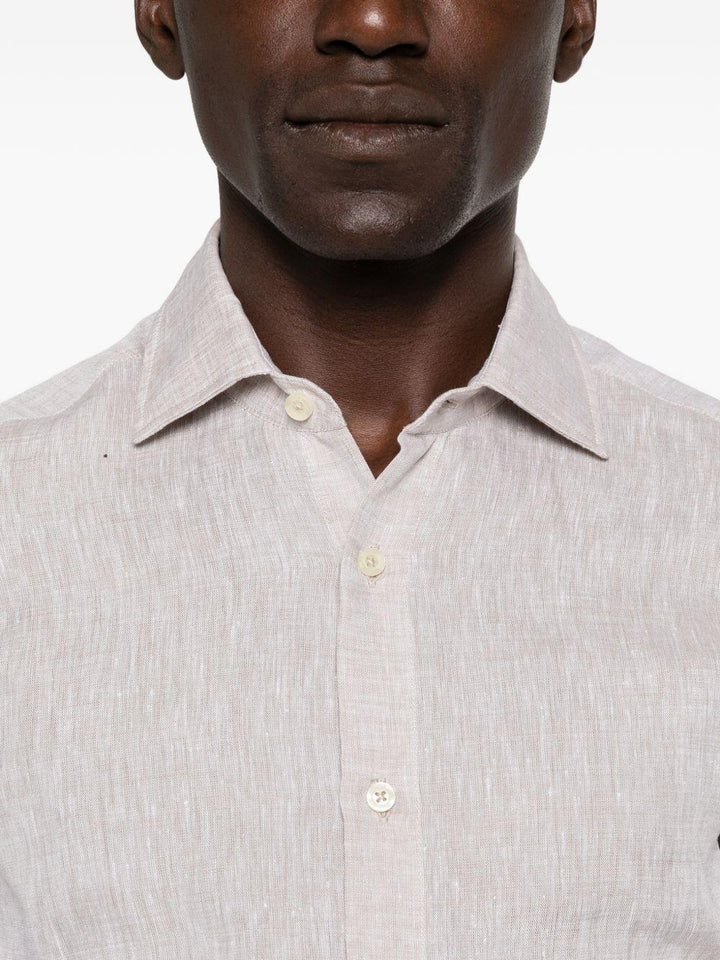Camicia natural in lino con bottoni 
