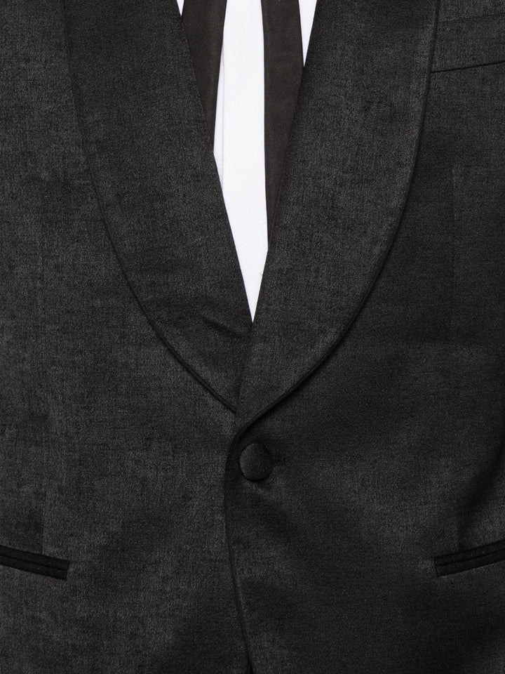 Blazer monopetto nero con scollo a scialle 