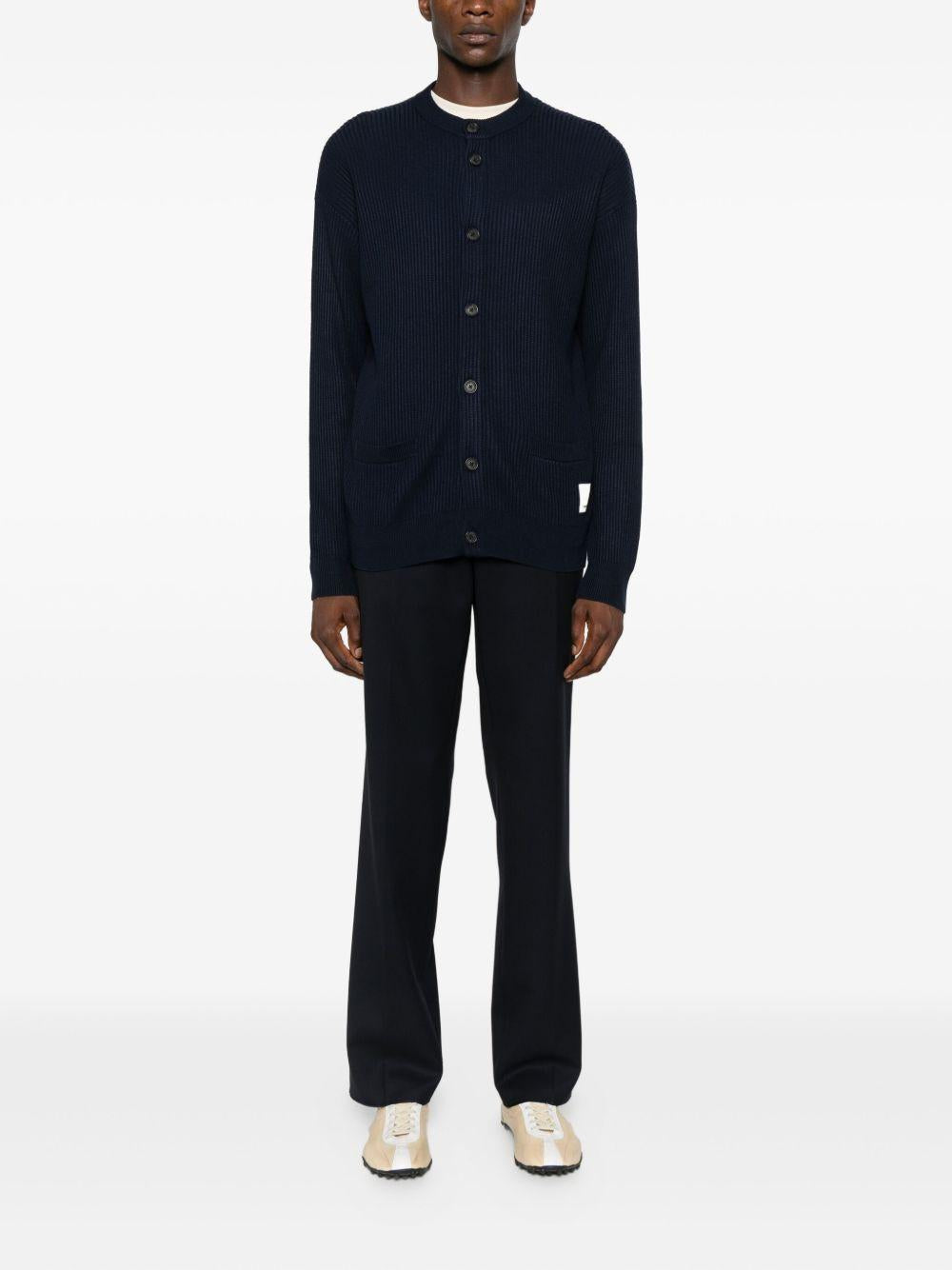 Cardigan blu navy a coste 
