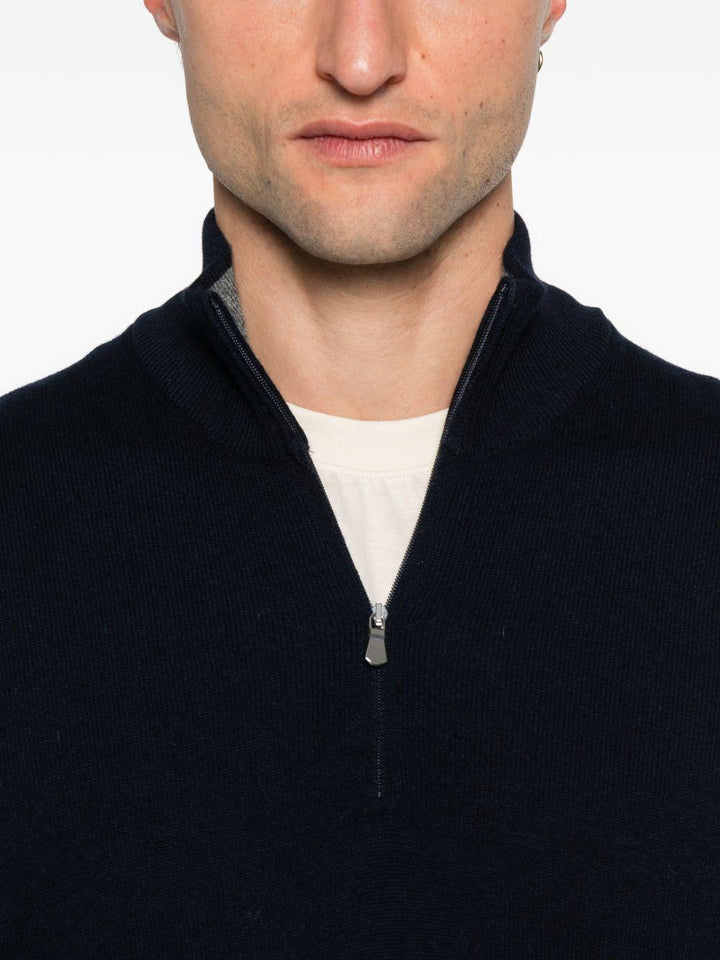 Maglione con zip blu 