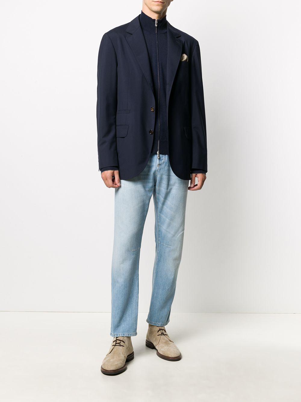 Cardigan navy con zip e lavorazione a maglia 