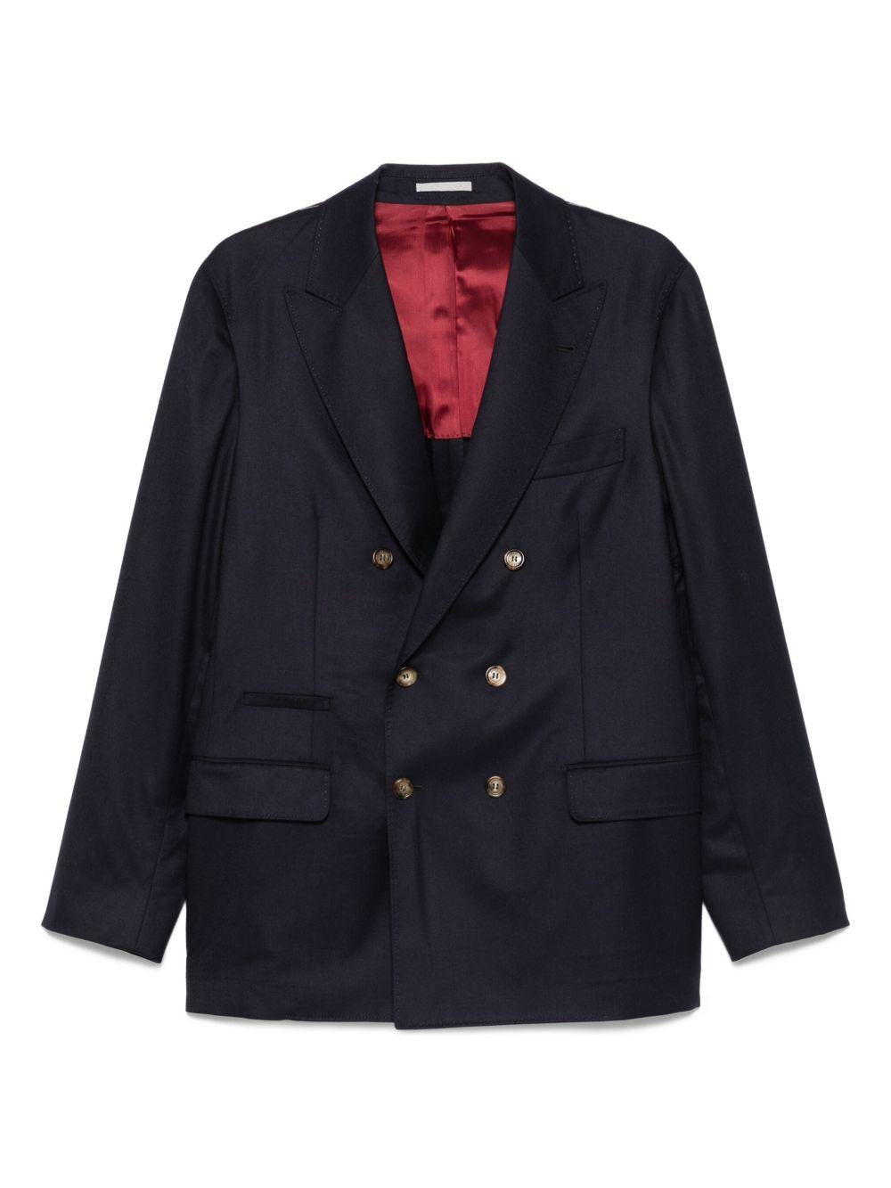 Blazer blu doppiopetto con bottoni color oro 