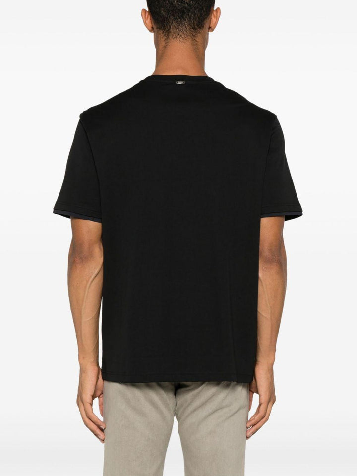 T-shirt nera in jersey con placca logo