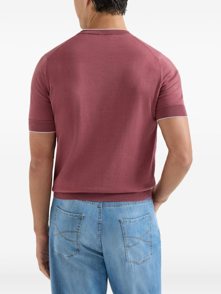 T-shirt cipolla in cotone leggero con profili a contrasto 