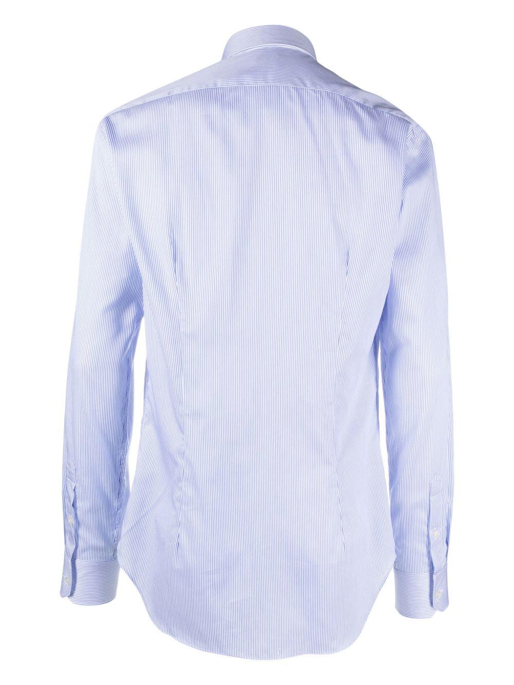 Camicia gessata blu e bianco in cotone 