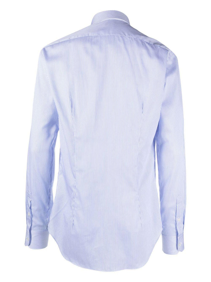 Camicia gessata blu e bianco in cotone 