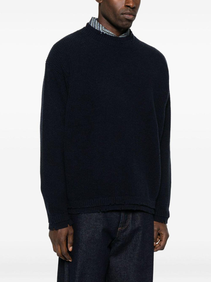 Maglione blu a coste 