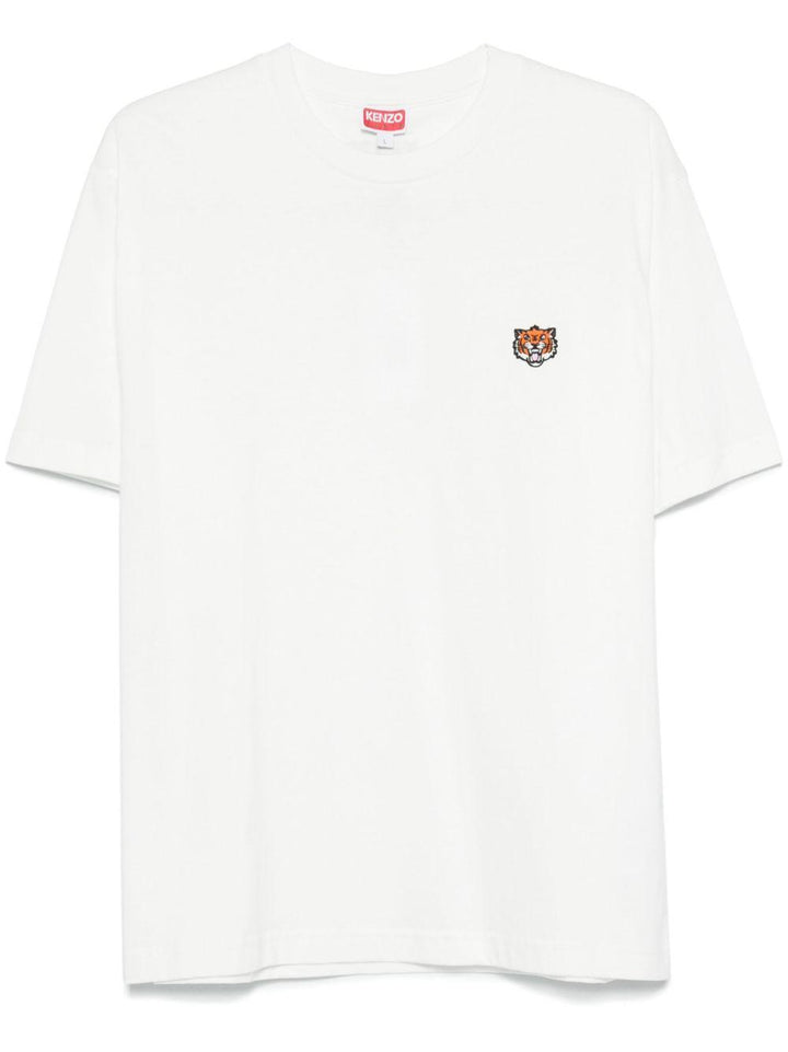 T-shirt bianca happy tiger patch