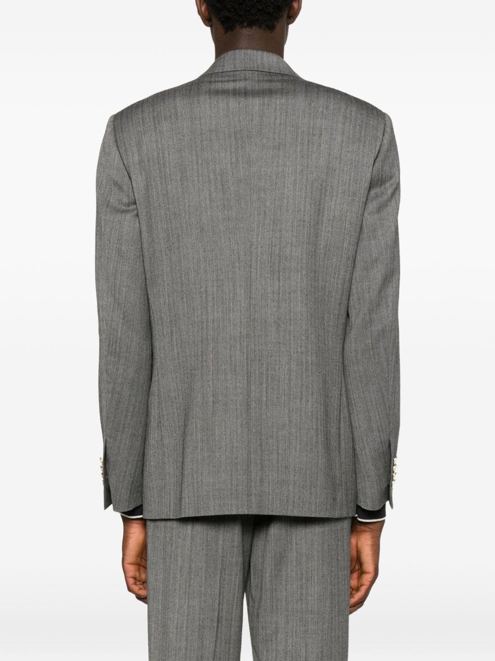 Blazer Grigio Spigato Doppiopetto con rever a lancia 