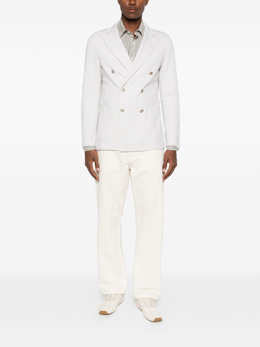 Blazer doppiopetto gessata sabbia 