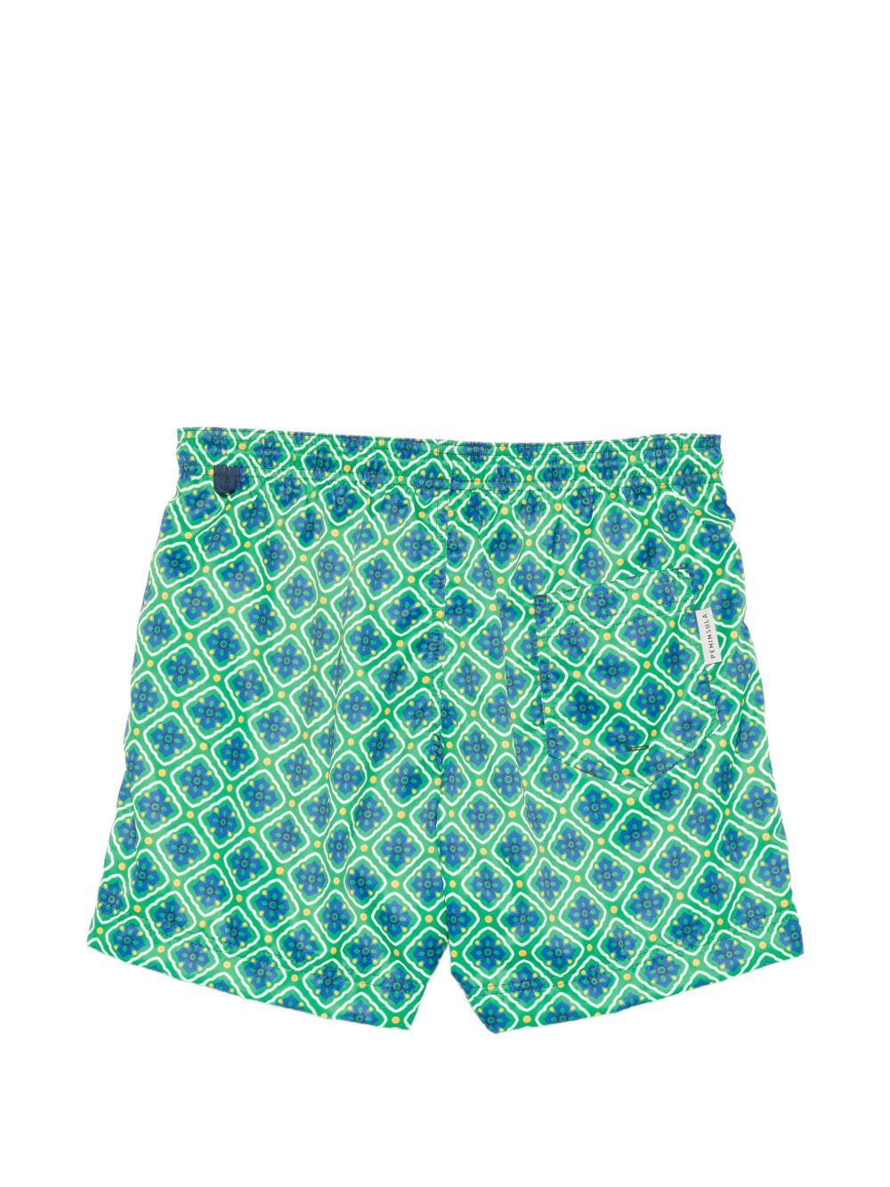 Costume da bagno Pantelleria con stampa geometrica verde e blu 