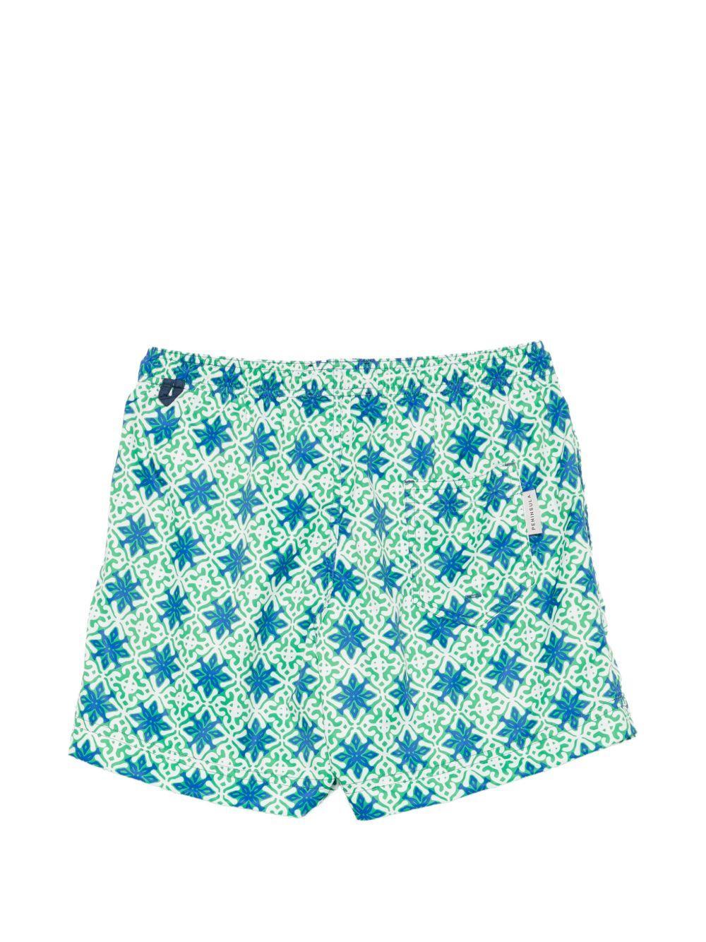 Costume da bagno con stampa geometrica verde 