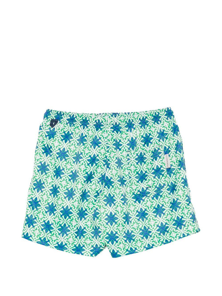 Costume da bagno con stampa geometrica verde 