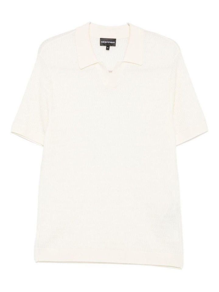 Maglione bianco con colletto polo 