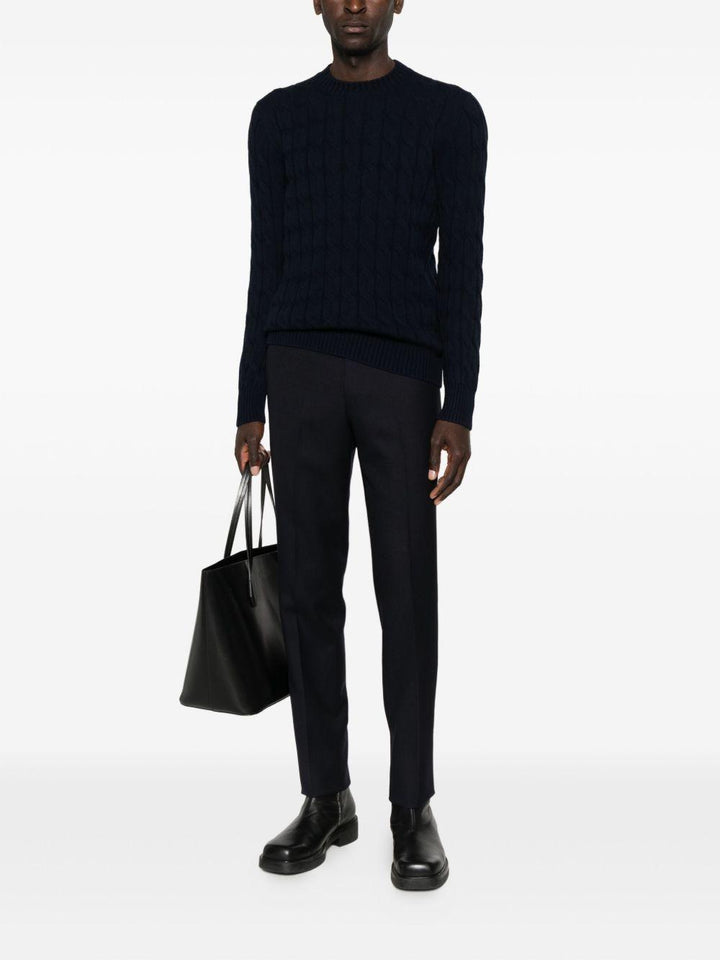 Maglione con lavorazione intrecciata blu navy 