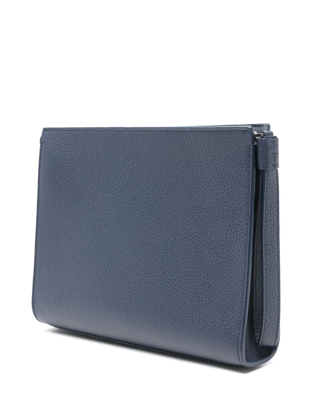 Clutch blu navy  in pelle 