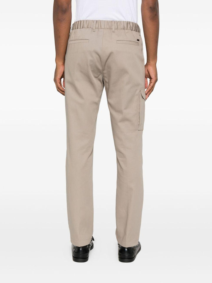 Pantaloni cargo beige in cotone con coulisse 