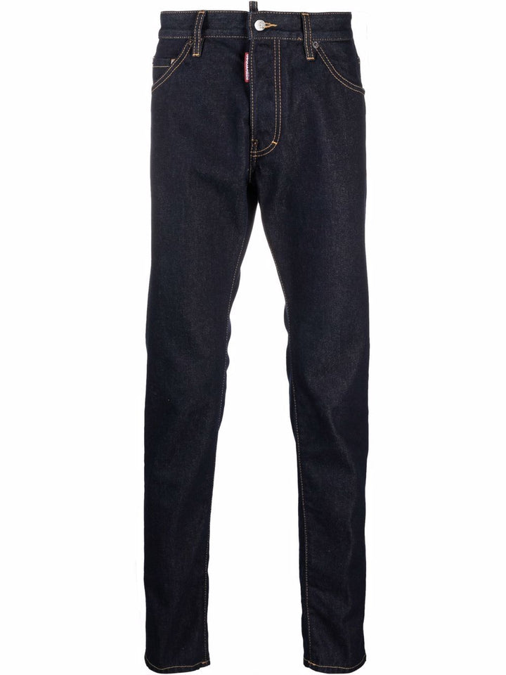 Jeans Blu Scuro Con Patch Rossa