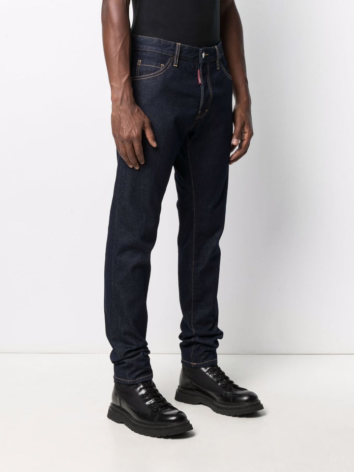 Jeans Blu Scuro Con Patch Rossa