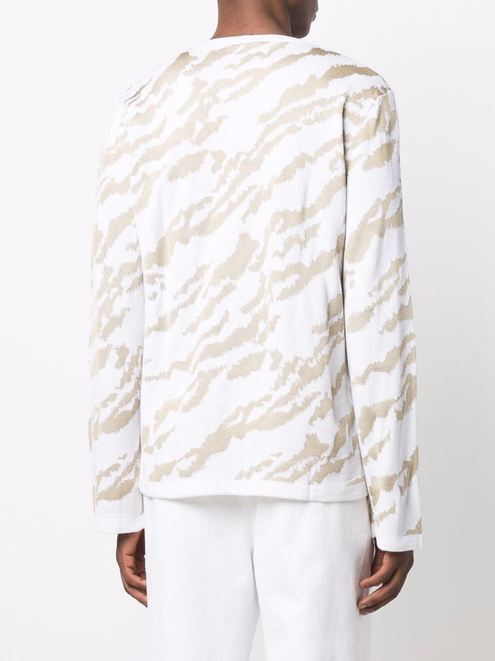 Maglia Bianca Girocollo Jacquard