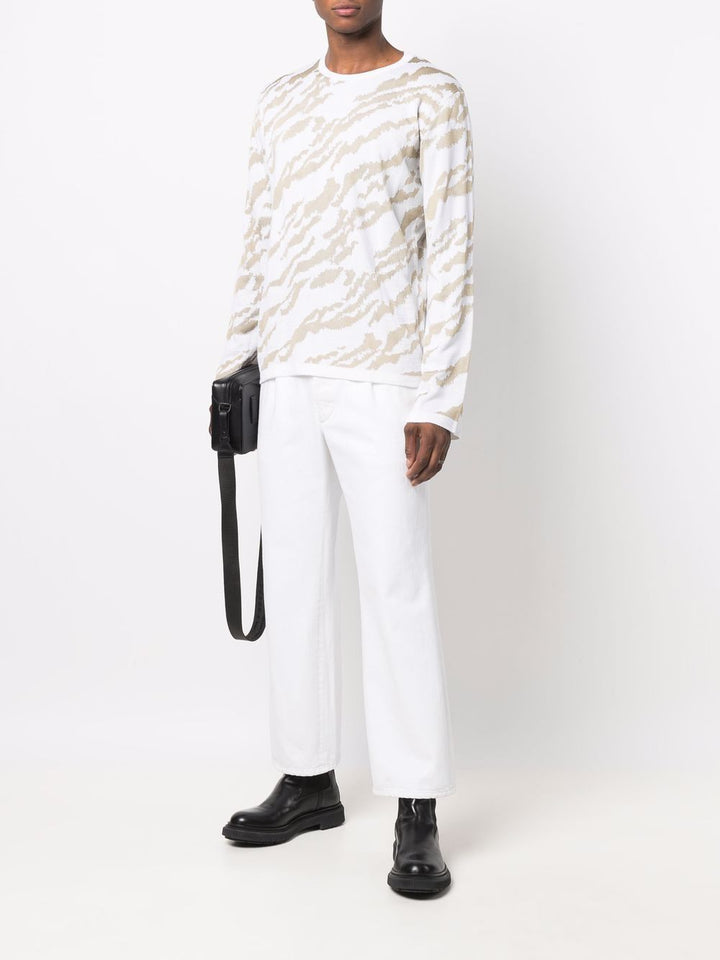 Maglia Bianca Girocollo Jacquard
