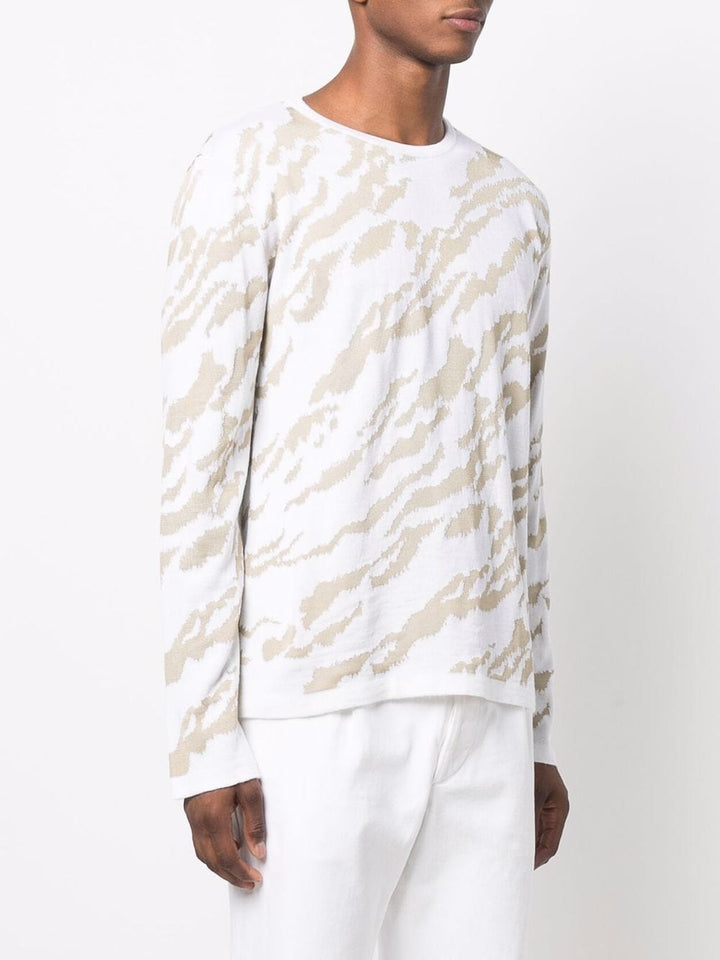 Maglia Bianca Girocollo Jacquard