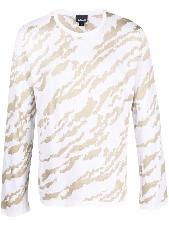 Maglia Bianca Girocollo Jacquard